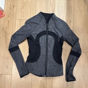 Women’s Lululemon zip up jacket, gray and black.